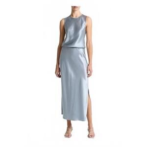 NEW VINCE side slit slip skirt in light lagoon